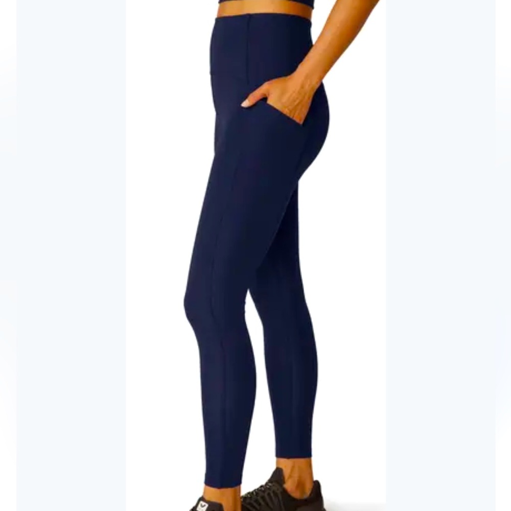 Beyond Yoga High Rise Side Pockets Yoga Leggings Tights Pilates Blue Athleisure